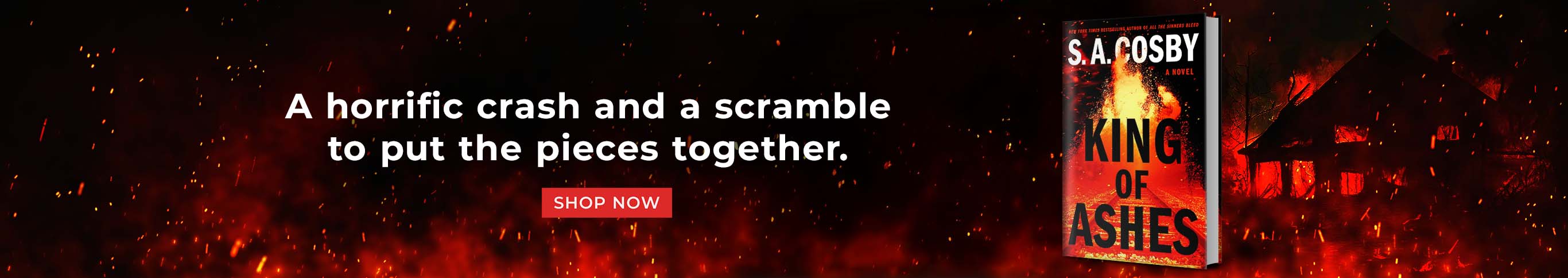 Featured title: King of Ashes.  A horrific crash and a scramble to put the pieces together. Shop Now