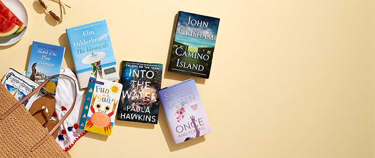 Titles: Camino Island, Into the Water, The Identicals, Island of the Blue Dolphins, Once and for All, Alphaprints Fun in the Sun!, Worlds Collide (The Land of Stories Series #6), Titles: Camino Island, Into the Water, The Identicals, Island of the Blue Dolphins, Once and for All, Alphaprints Fun in the Sun!, Worlds Collide (The Land of Stories Series #6),