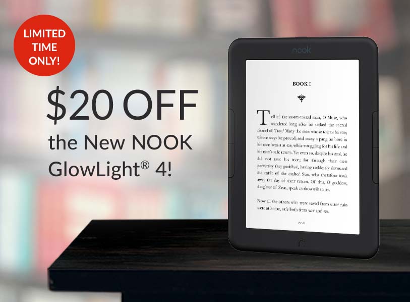 Limited Time Only! $20 Off the New NOOK GlowLight4!