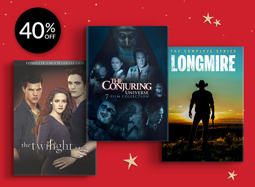 Featured titles: The Twilight Saga: Complete 5-Movie Collection;  Longmire: The Complete Series;  The Conjuring Universe: 7-Film Collection