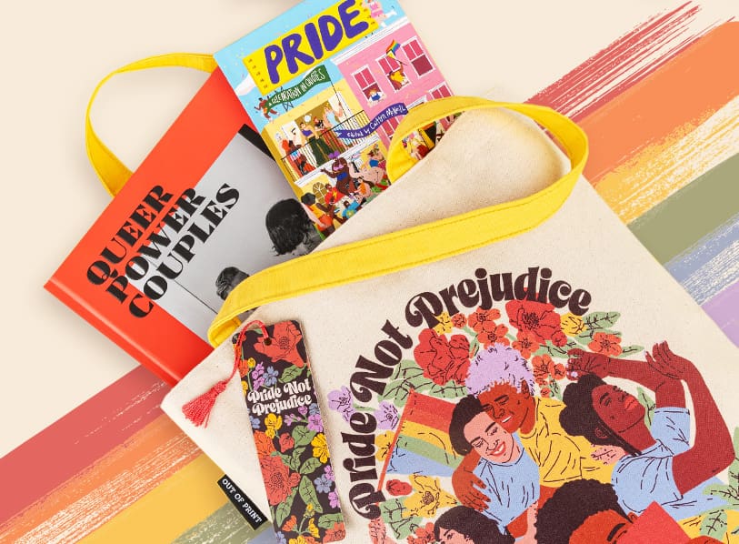 Featured titles: Pride Not Prejudice Tote​ Pride Not Prejudice Bookmark; Pride Quotes; Queer Power Couples