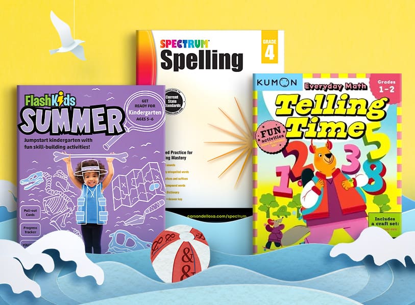 Featured titles: Flashkids Summer; Spectrum Spelling; Telling Time