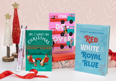 Featured books including All I Want For Christmas; Red, White, & Royal Blue, and The Do-Over