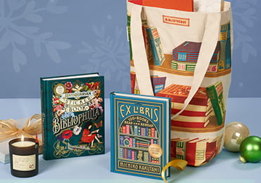 Featured product including The Antiquarian, Sticker Book: Bibliophilia, and Library Books Tote Bag
