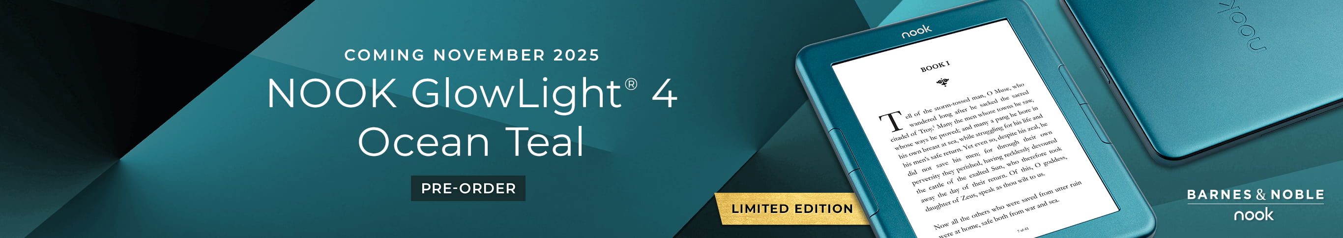 Coming November 2025: NOOK GlowLight 4 Ocean Teal. Limited Edition. Pre-Order
