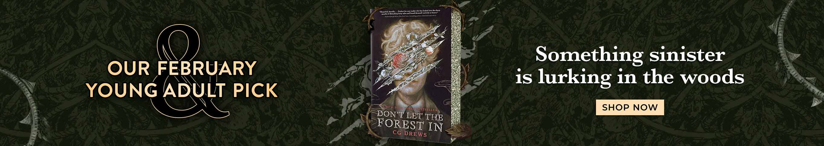 Our February Young Adult Pick: Something sinister is lurking in the woods. Don't Let the Forest In by CG Drews. Shop Now