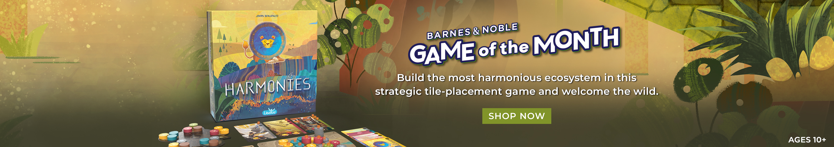 Barnes & Noble Game of the Month: Build the most harmonious ecosystem in this strategic tile-placement game and welcome the wild. Harmonies by Johan Benvenuto. Shop Now