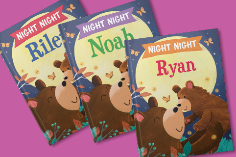 Send your little one off to sweet dreams! For only $9.99, their name will appear on the cover of Night Night, just like the version you saw in the store!