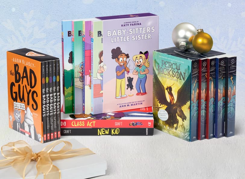 Featured boxed sets including Percy Jackson, The Bad Guys, Baby Sitters Little Sister