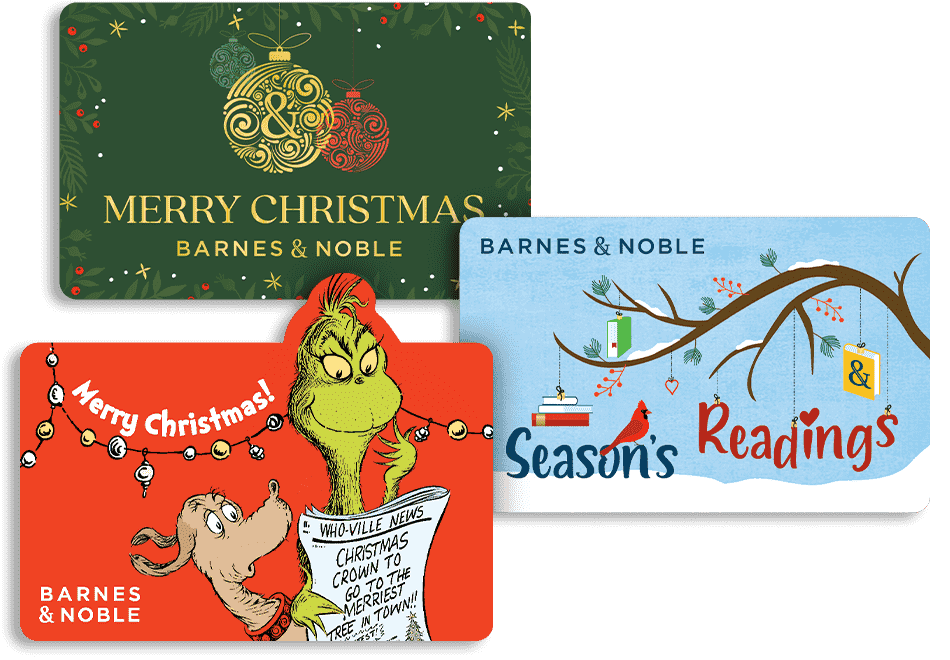 Sample Gift Cards: Barnes & Noble, Merry Christmas;  Barnes & Noble, Season's Readings;  Barnes & Noble, Merry Christmas! Who-Ville News
