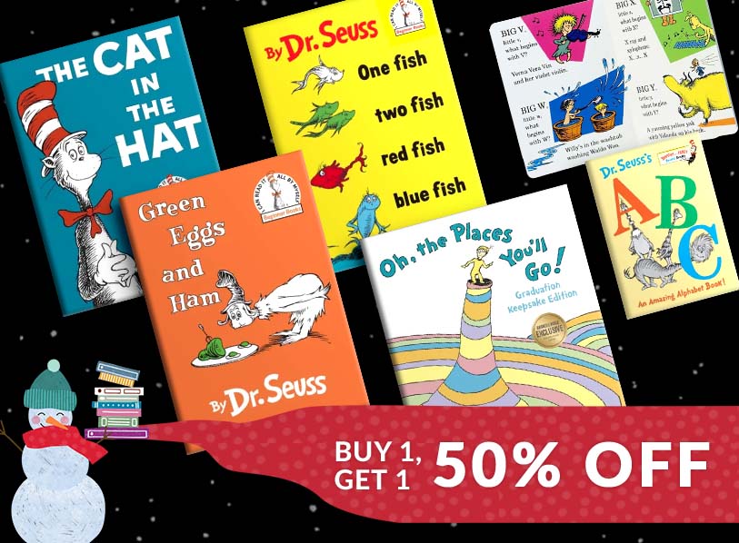 Featured titles: Oh, the Places You'll Go! (B&N Exclusive Edition);  One Fish, Two Fish, Red Fish, Blue Fish;  Green Eggs and Ham;  The Cat in the Hat;  Dr. Seuss's ABC: An Amazing Alphabet Book!