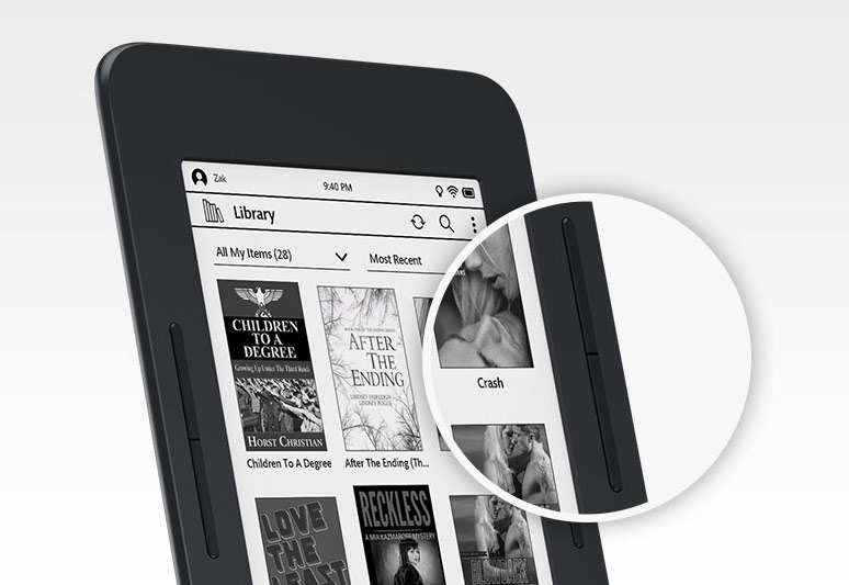 Page-turning buttons on a NOOK GlowLight 3